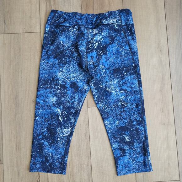 Under Armour Alpha Capri Heat Gear Blue Leggings Activewear Women Sz L - Picture 2 of 5